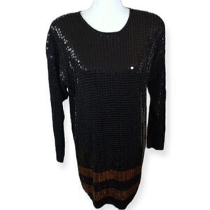 DANA BROOKE BLACK & COPPER SEQUIN DRESS SZ.M GUC